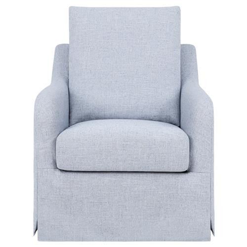 Namesake Reese Modern Classic Chambray Eco Linen Slipcover Swivel Glider | Kathy Kuo Home