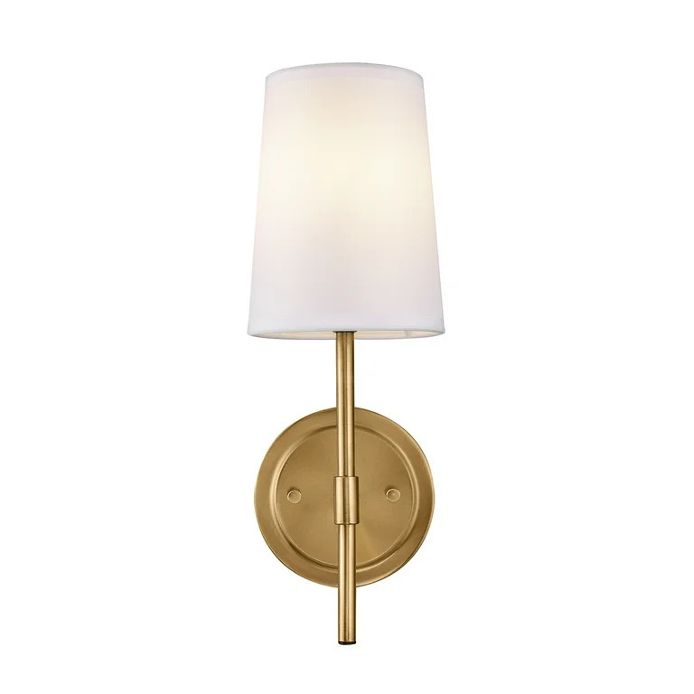 Better Homes & Gardens 1-Light Wall Sconce Burnished Brass with Fabric Shade with Bulb | Walmart (US)