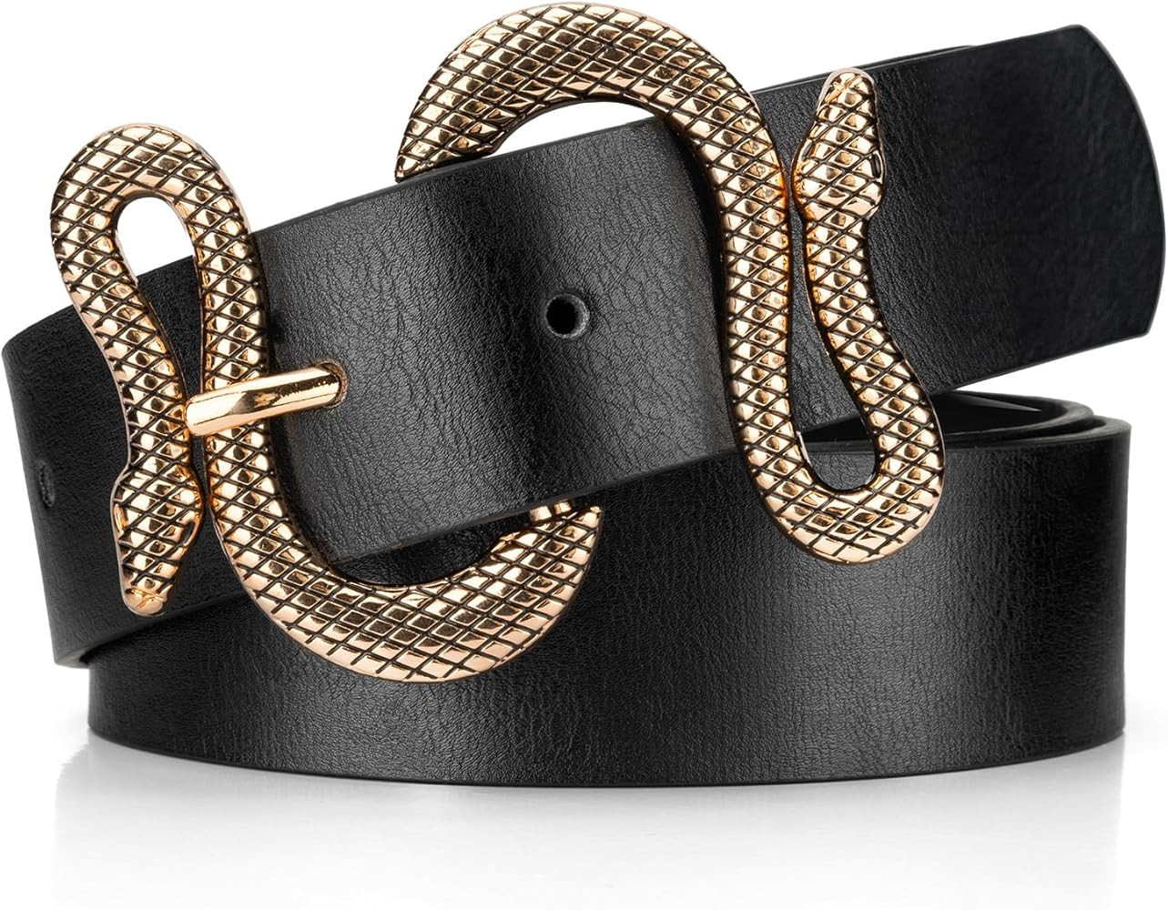 Belts for Women,Women Fashion Leather Belt for Dress with Snake Buckle | Amazon (US)