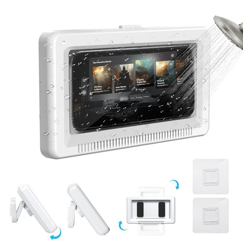 Mutigy Shower Phone Holder Waterproof with Touch Screen, 360° Rotatable Retractable Bathroom Wall Mounted Phone Holder for Shower Shower Accessories Shower Phone Mount Up to 7.0 Inch | Amazon (US)