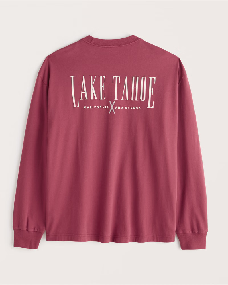 Oversized Long-Sleeve Ski Graphic Tee | Abercrombie & Fitch (US)