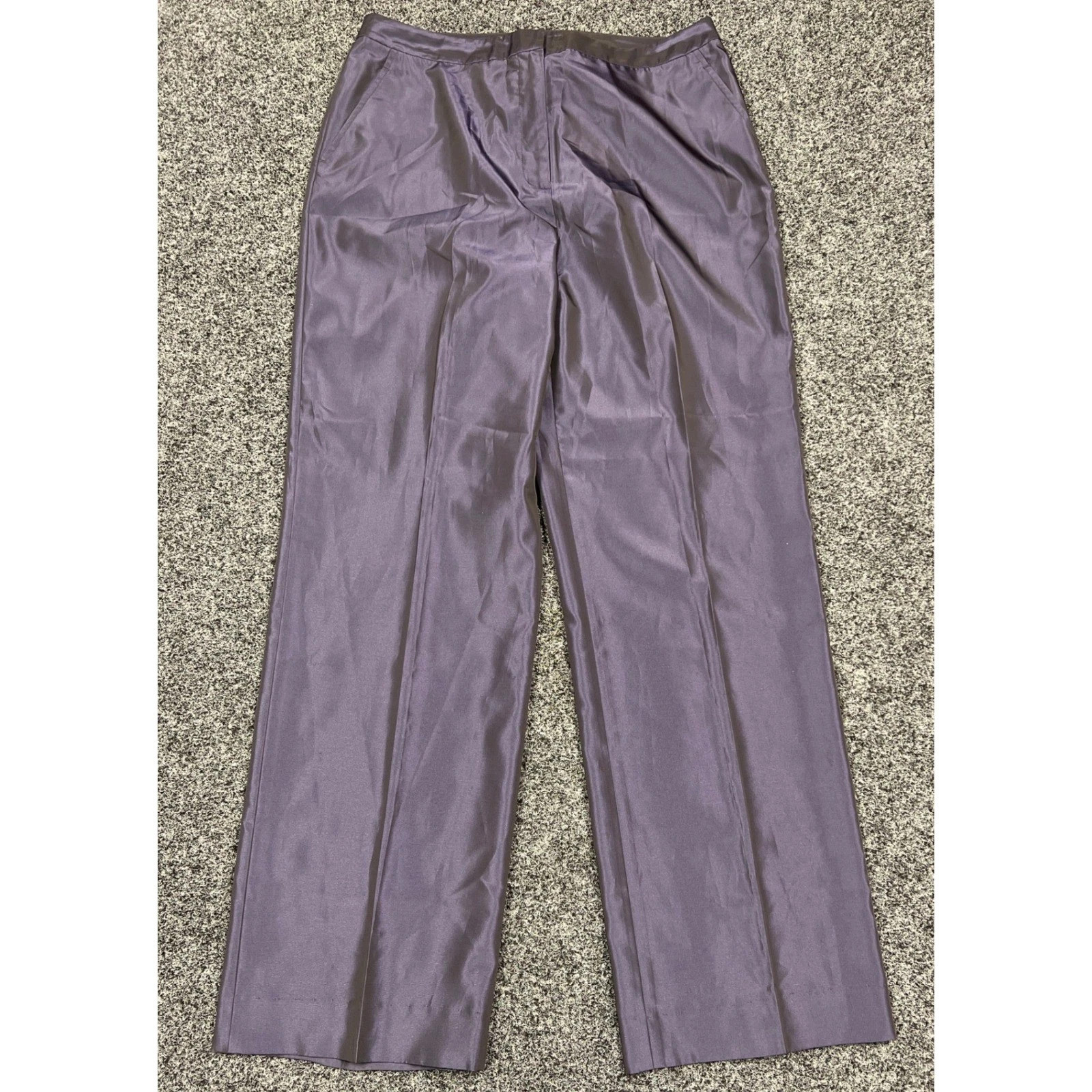 Anne Klein 2 Trousers Womens 12 Purple Shimmer Straight Leg Dress Pants Luxe 90s | eBay | eBay US