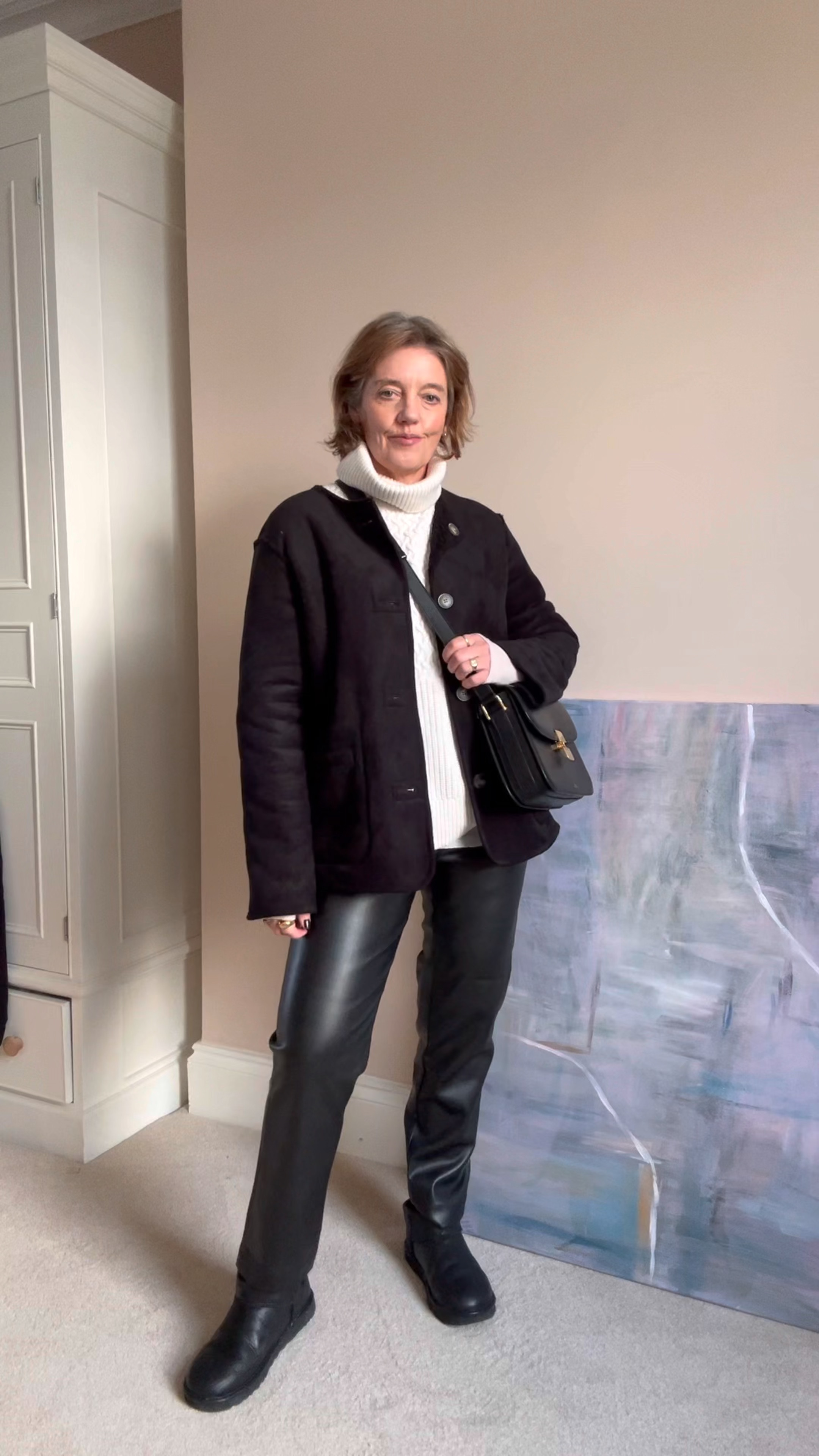 Winter Outfit 
Winter Outfit Inspo
Faux Leather Jeans size 12
Shearling Jacket size 14
Mini Ugg Boots

#LTKmidsize #LTKover40 #LTKSeasonal