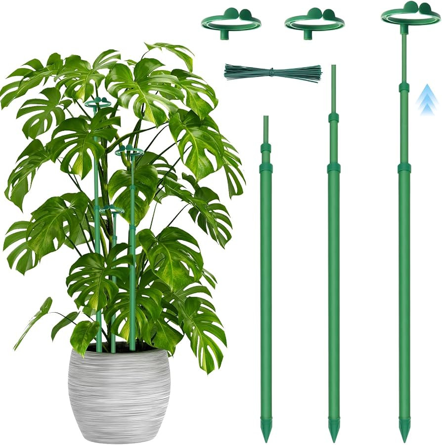 Telescoping Plant Stakes,3Pcs 17.9In to 42.3In Adjustable Monstera Plant Support Orchid Sticks wi... | Amazon (US)