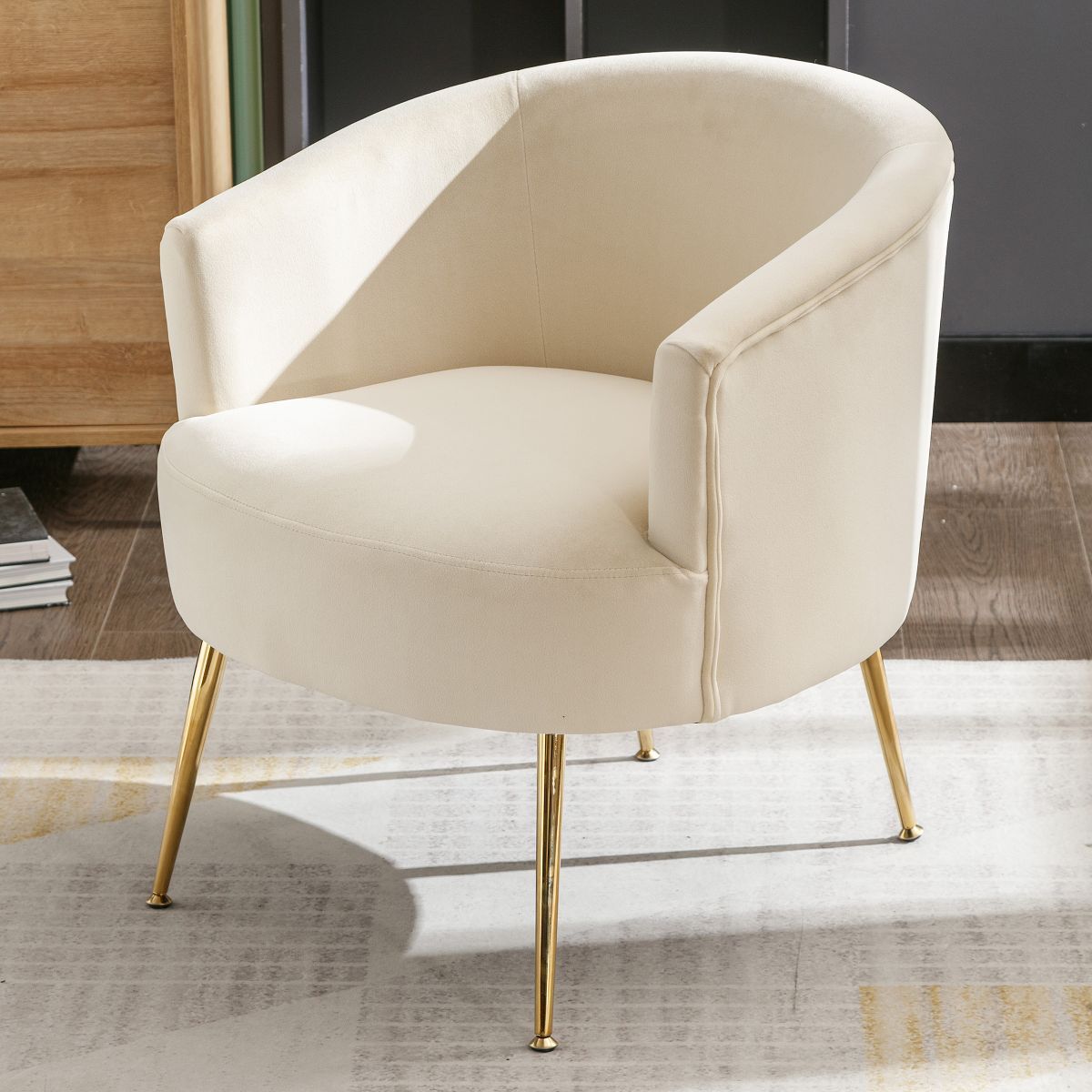 Armchair Accent Tub Barrel Chair With Gold Metal Legs-ModernLuxe | Target