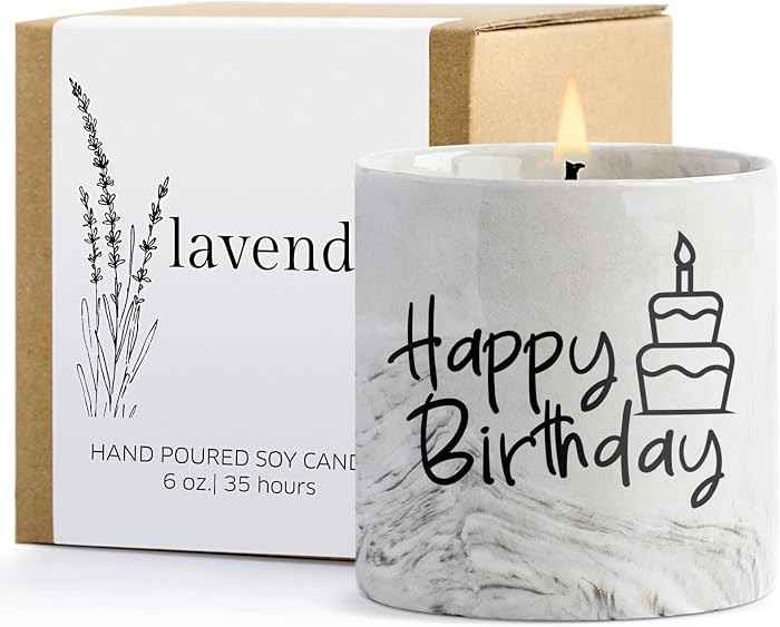 Happy Birthday Candle Gifts,6oz Lavender Scented Soy Wax Candle, Birthday Gifts for Women,Funny C... | Amazon (US)