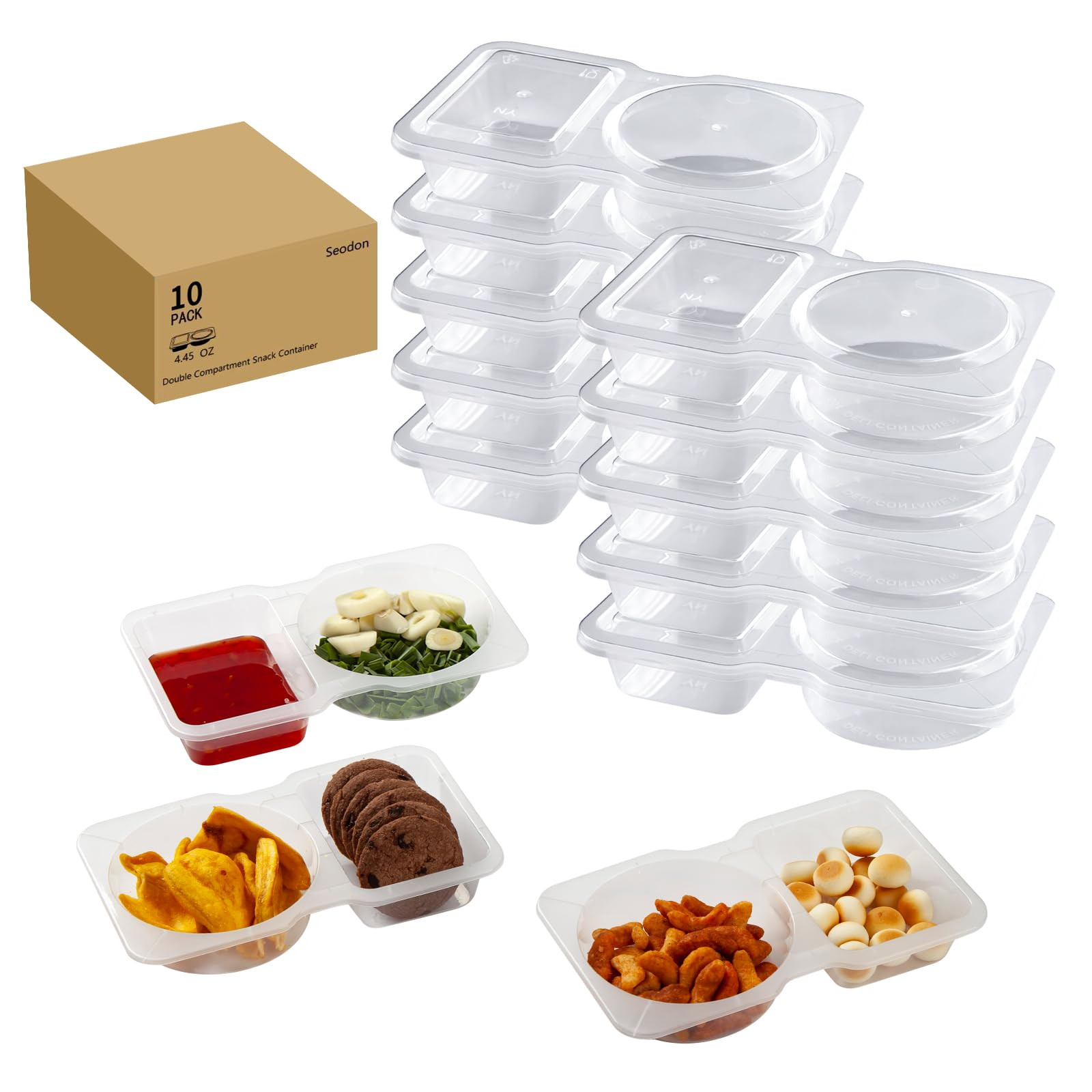 Snack Containers Double Compartment Snack Packs with Lids Grab and Go Snack Prep Box Meal Prep 2 ... | Amazon (US)