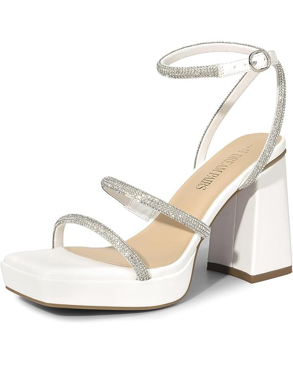 DREAM PAIRS Women's Platform Strappy Heels Open Toe Ankle Strap Square Party Sandals Y2K Dress Sh... | Amazon (US)
