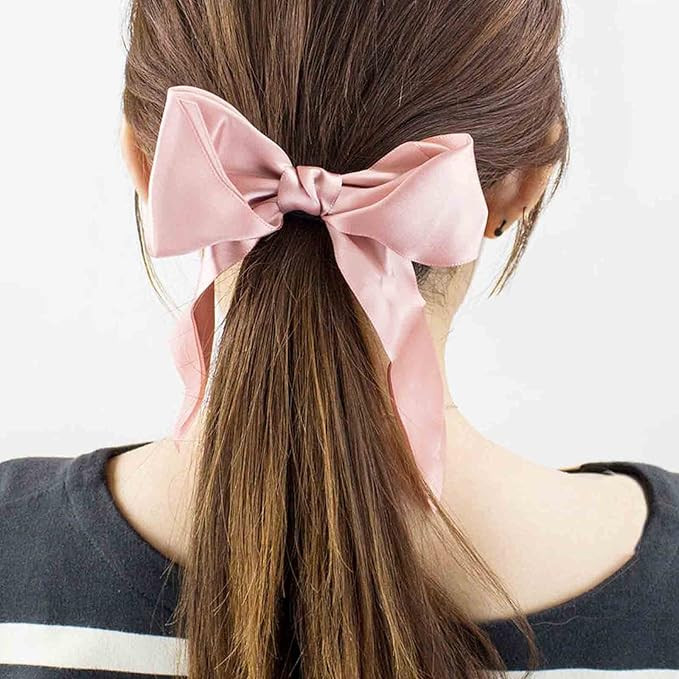 Yheakne Satin Tie Hair Bows Silk Hair Bowknot Scrunchies Satin Hair Ties Bowknot Elastic Bowknot ... | Amazon (US)