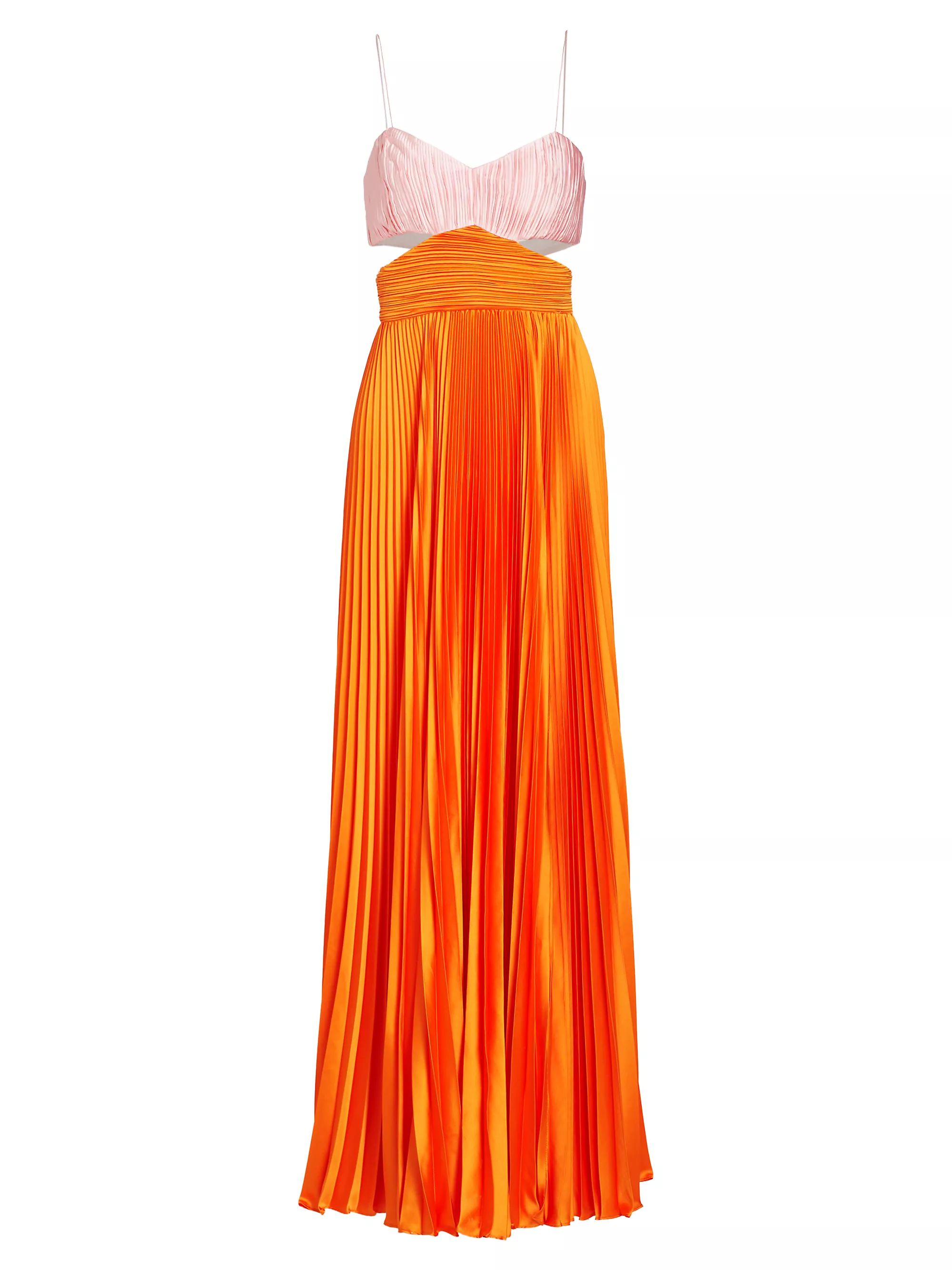 Shop Amur Elodie Pleated Cut-Out Gown | Saks Fifth Avenue | Saks Fifth Avenue