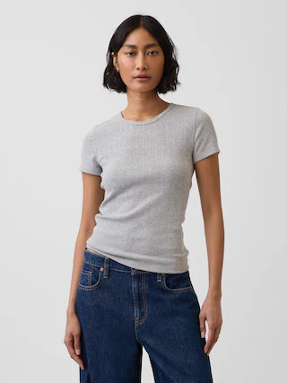 Pointelle Crewneck T-Shirt | Gap (CA)
