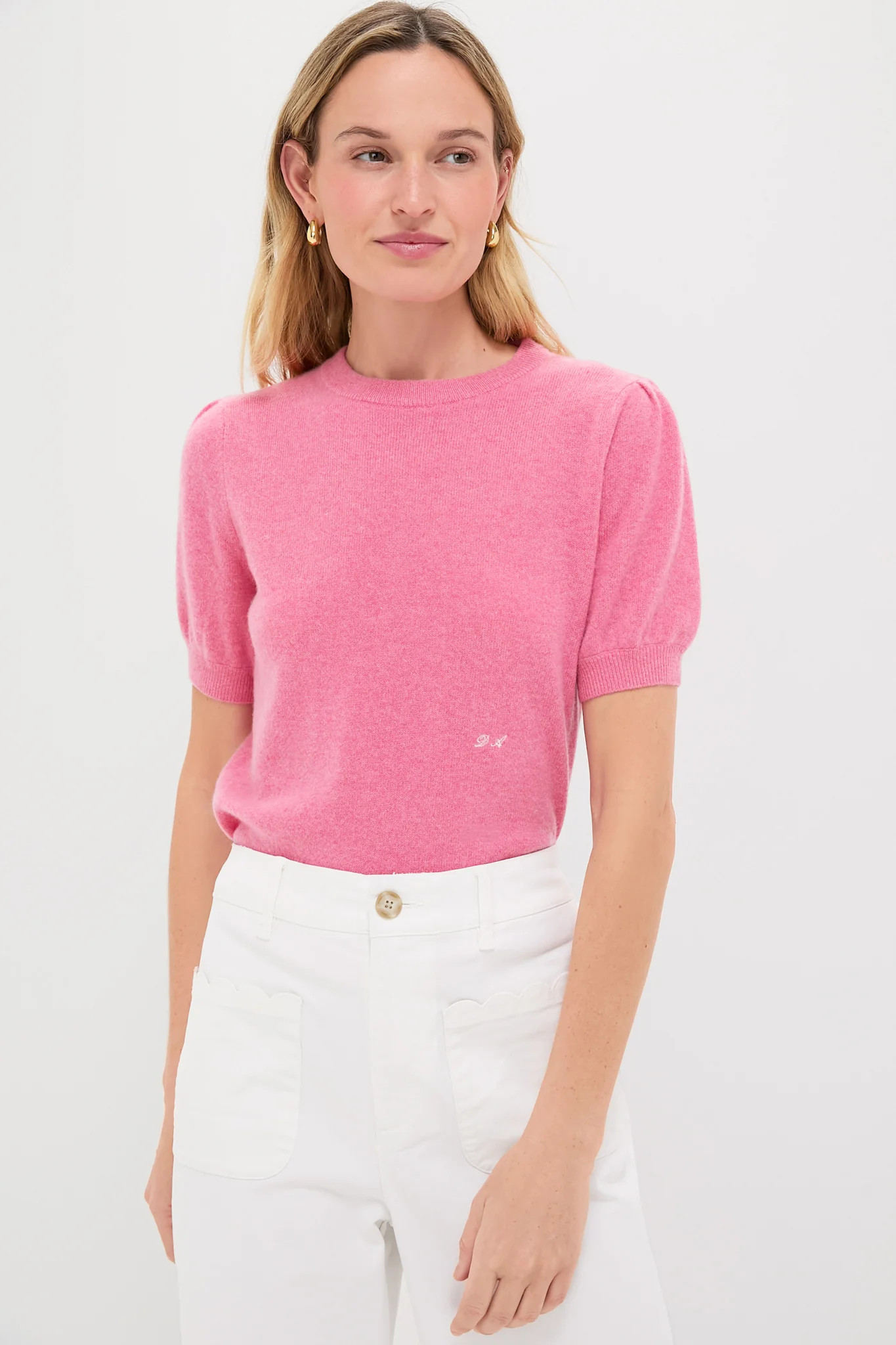 Pink Short Sleeve Cashmere Audrey Sweater | Tuckernuck (US)