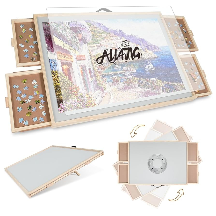 ALL4JIG 1500 Pieces 2-in-1 Tilting & Rotating Puzzle Board for Adults Gifts, Wooden Jigsaw Puzzle... | Amazon (US)