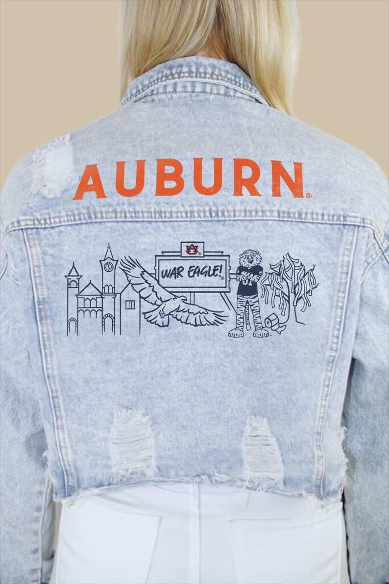 Auburn Campus Classic Skyline Denim Jacket - Etsy | Etsy (US)