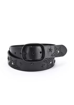 Old Trend Glory Star Leather Belt, Black | Belk