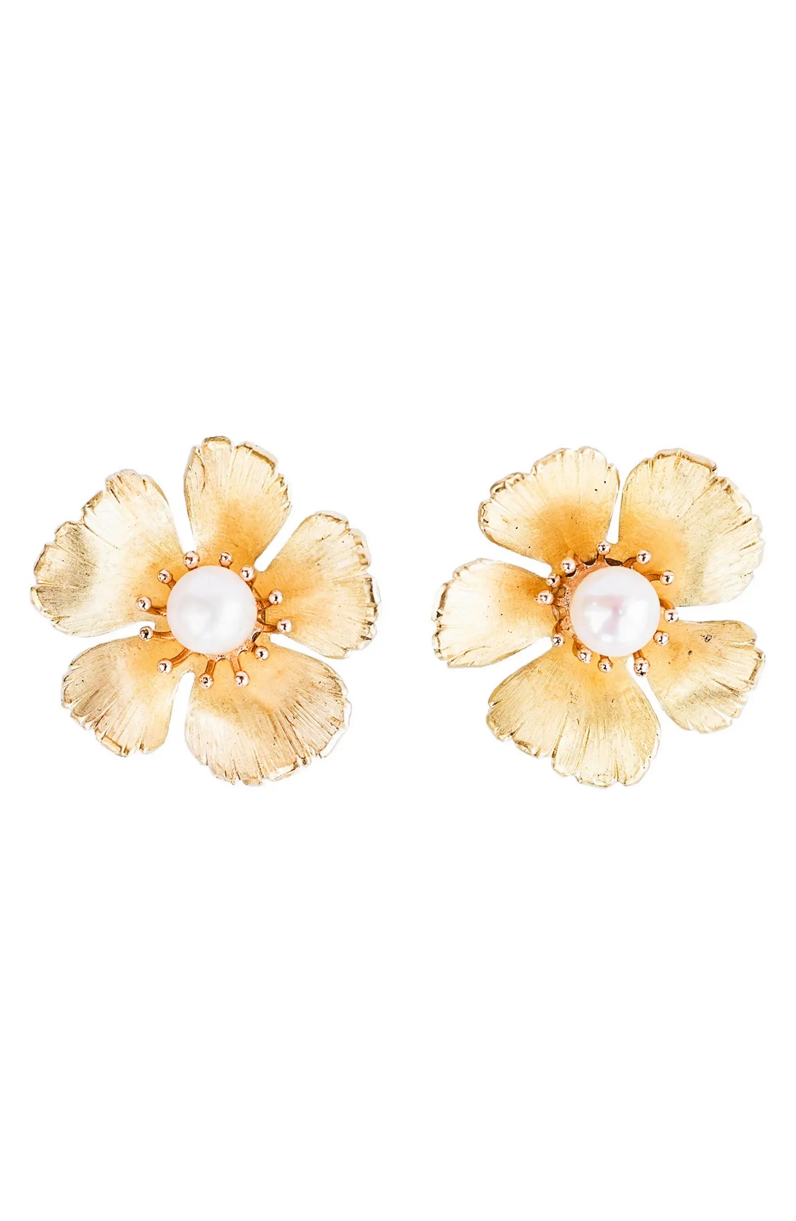 Freshwater Pearl Floral Stud Earrings | Nordstrom