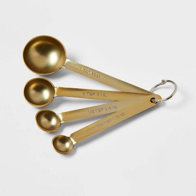 4pc Stainless Steel Brass Finish Measuring Spoons - Threshold™ | Target