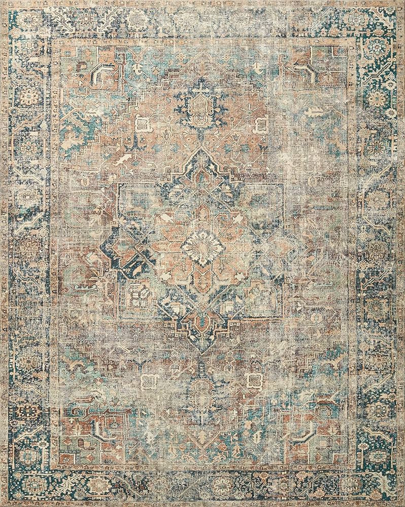 Loloi II Margot Collection MAT-02 Terracotta / Lagoon, Traditional 5'-0" x 7'-6" Area Rug | Amazon (US)