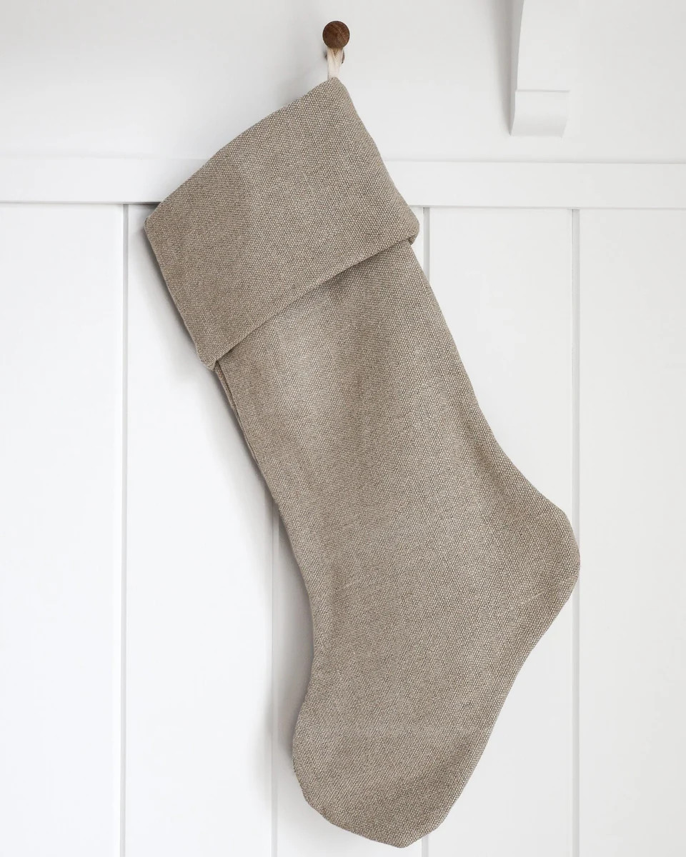 Linen Christmas Stocking | Natural Linen Heritage Design | Hackner Home (US)