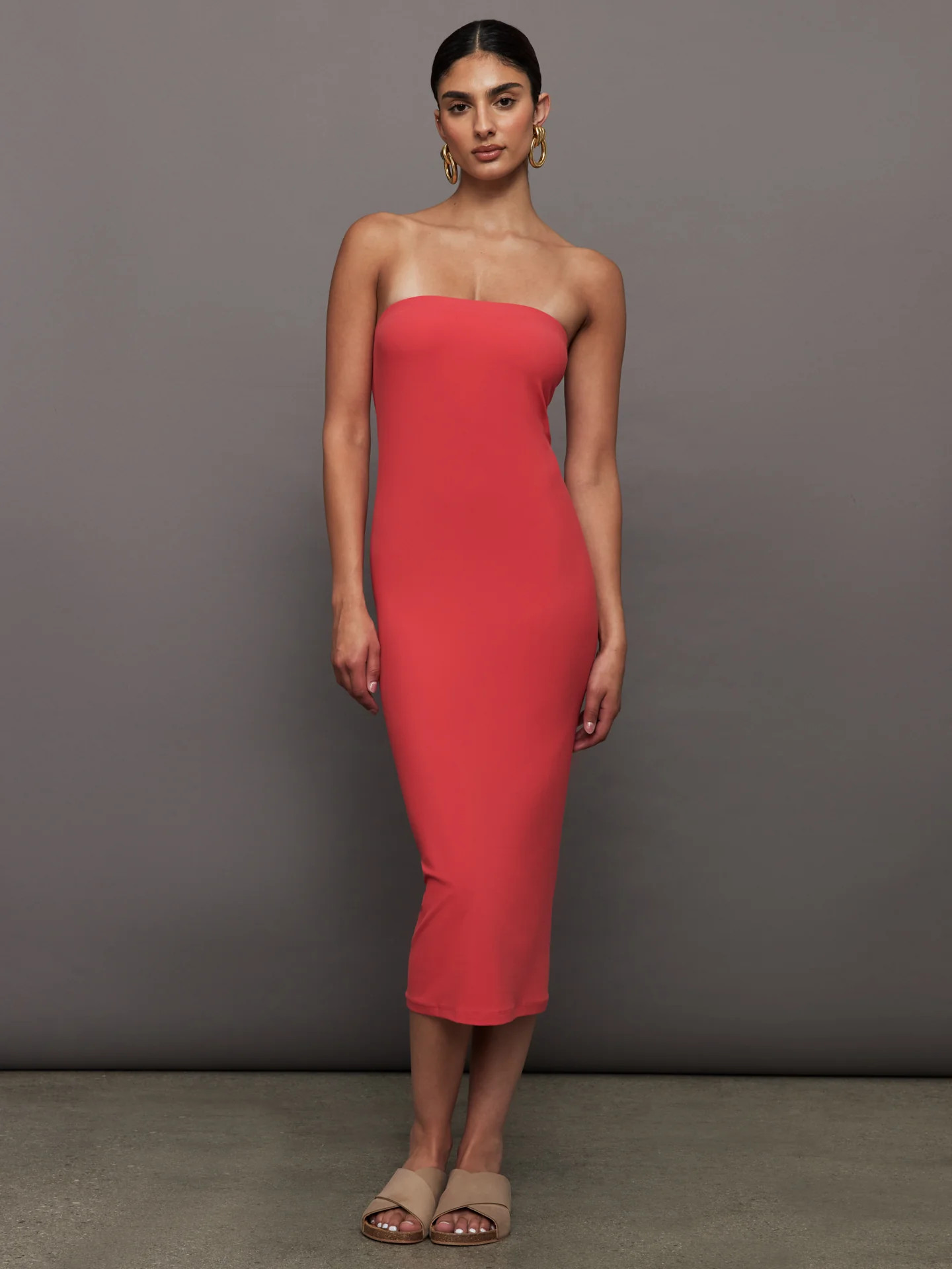 Strapless Dress in Melt - Tomato | Carbon38