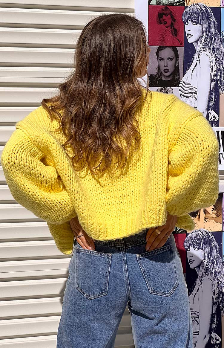 Bad Habits Yellow Knit Cardigan | Beginning Boutique (US)