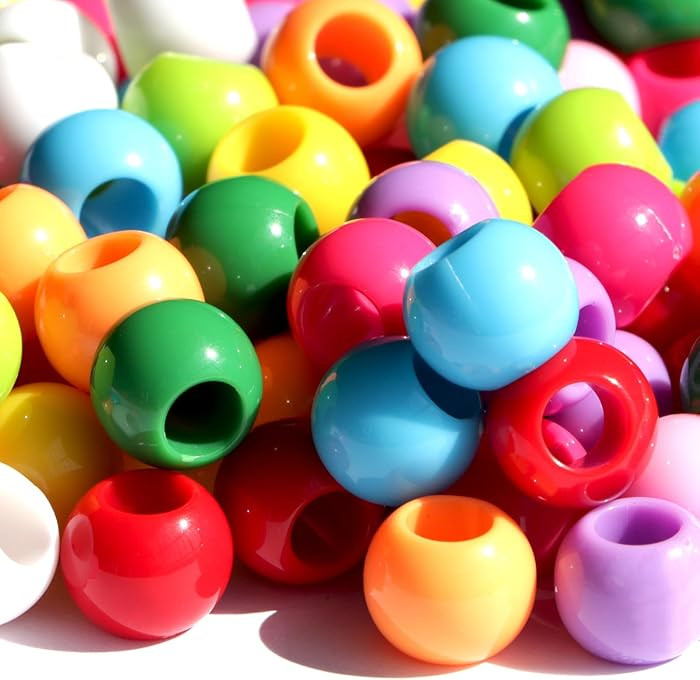 160pcs 12mm Plastics Acrylic Beads Mix 10 Color Large Hole Hair Beads(Hole:5.5mm) | Amazon (US)