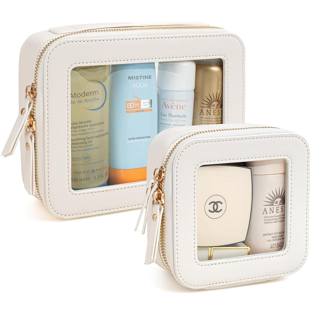 KOTORA Small Makeup Bag for Purse Cute Travel Makeup Bag Clear Cosmetic Bag with Zipper, Car Make... | Amazon (US)