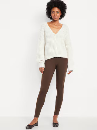 High-Waisted Fleece-Lined Ankle Leggings | Old Navy (US)