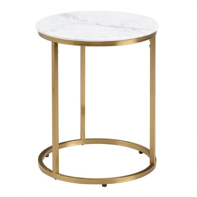 Round White Marble Milan Accent Table | World Market