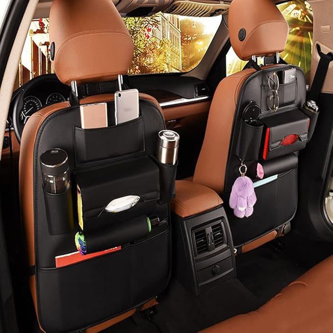 SIJAWEYI 2 Pack PU Leather Premium Car SeatBack Organizer Travel Accessories Car Seat Back Organi... | Amazon (US)