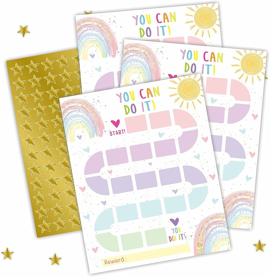 20 Reward Chart with 424 Golden Star Stickers- Rainbow Theme- Chore Chart, Incentive Chart,Positi... | Amazon (US)