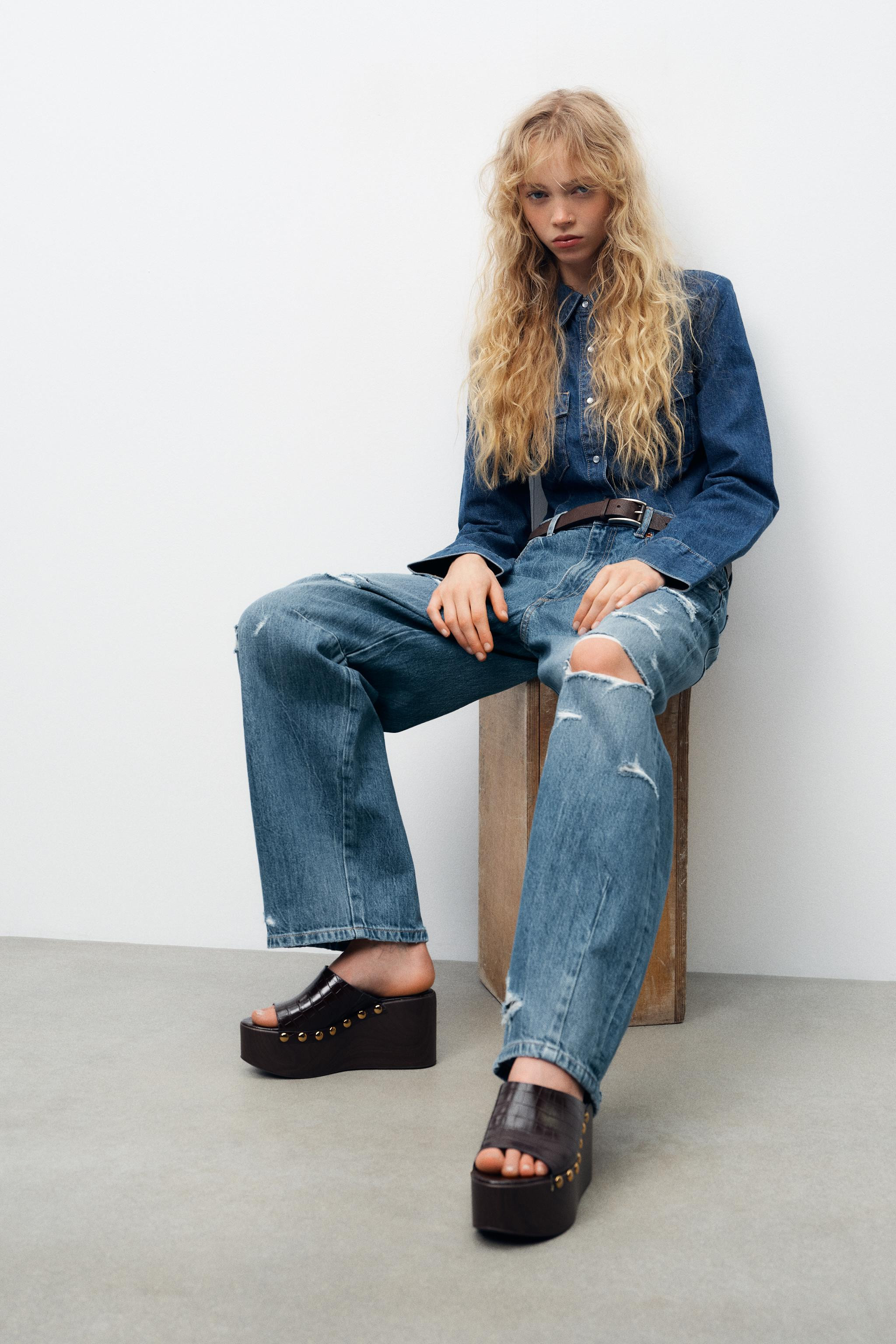 TRF MID WAIST BAGGY BALLOON JEANS | Zara US