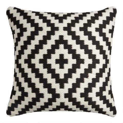 Black And Ivory Geo Zigzag Indoor Outdoor Throw Pillow | World Market