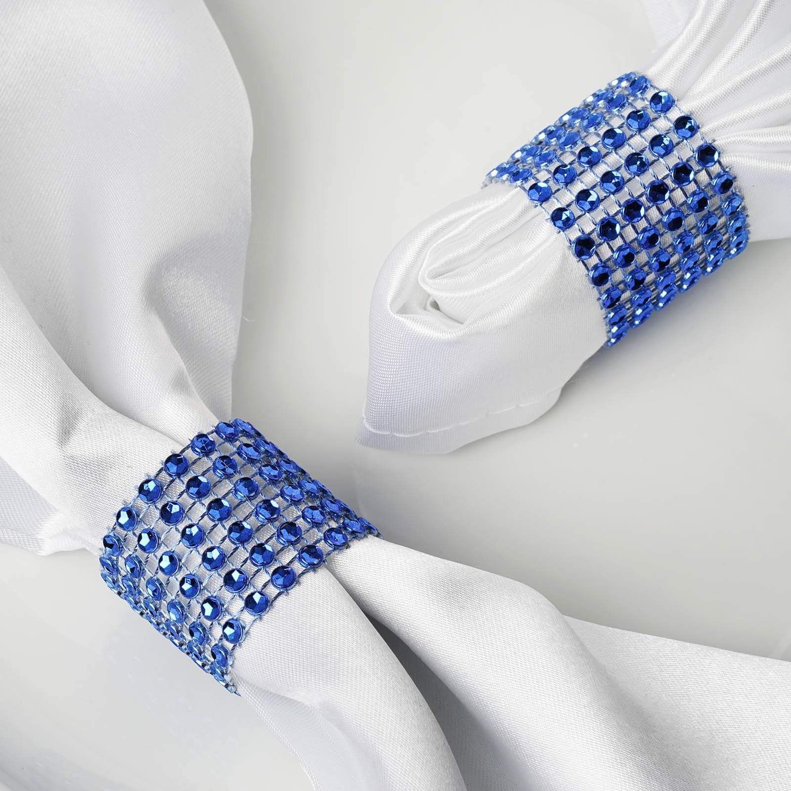 Efavormart 10 Pack Royal Blue Diamond Rhinestone Napkin Ring With Self Adhesive Strip for Wedding... | Walmart (US)