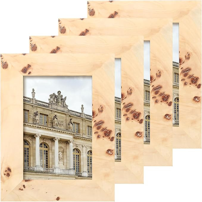 Set Of 4-4x6 Burl Wood Picture Frames - Natural Wood Finish Picture Frames for Family Photos - El... | Amazon (US)