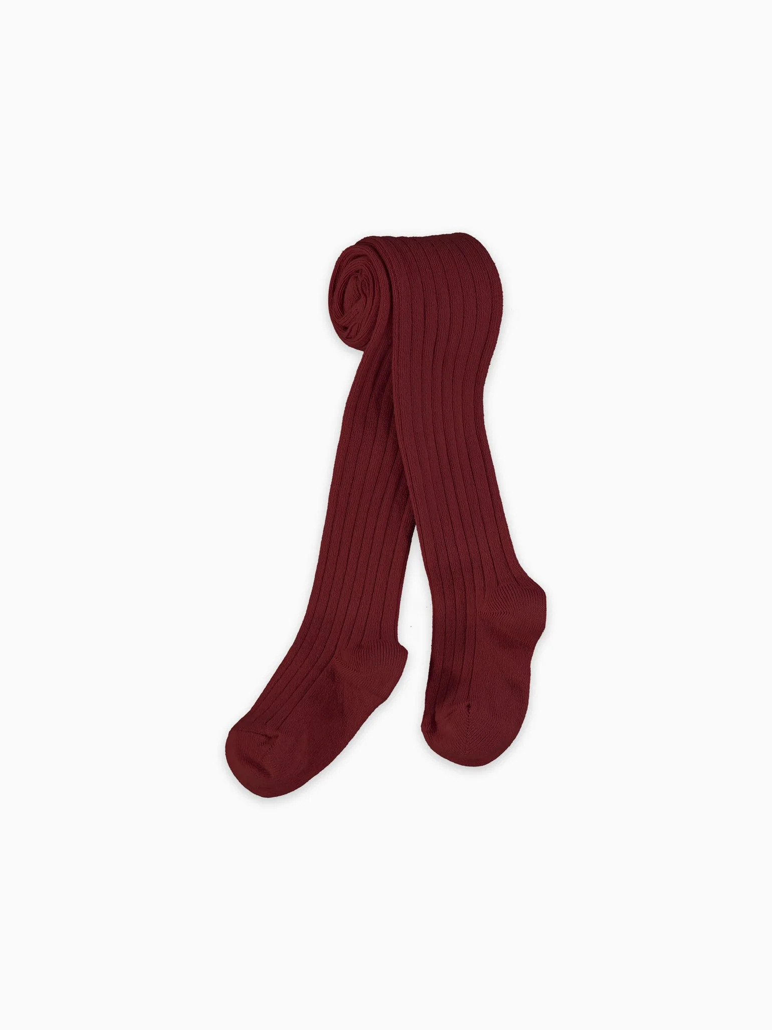 Burgundy Ribbed Kids Tights | La Coqueta (US)