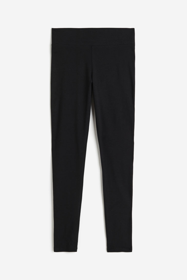 H & M - Cotton-blend leggings - Black | H&M (UK, MY, IN, SG, PH, TW, HK)
