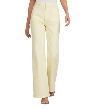 High Rise Lattice Pocket Wide Flare Leg Jeans | Dillard's