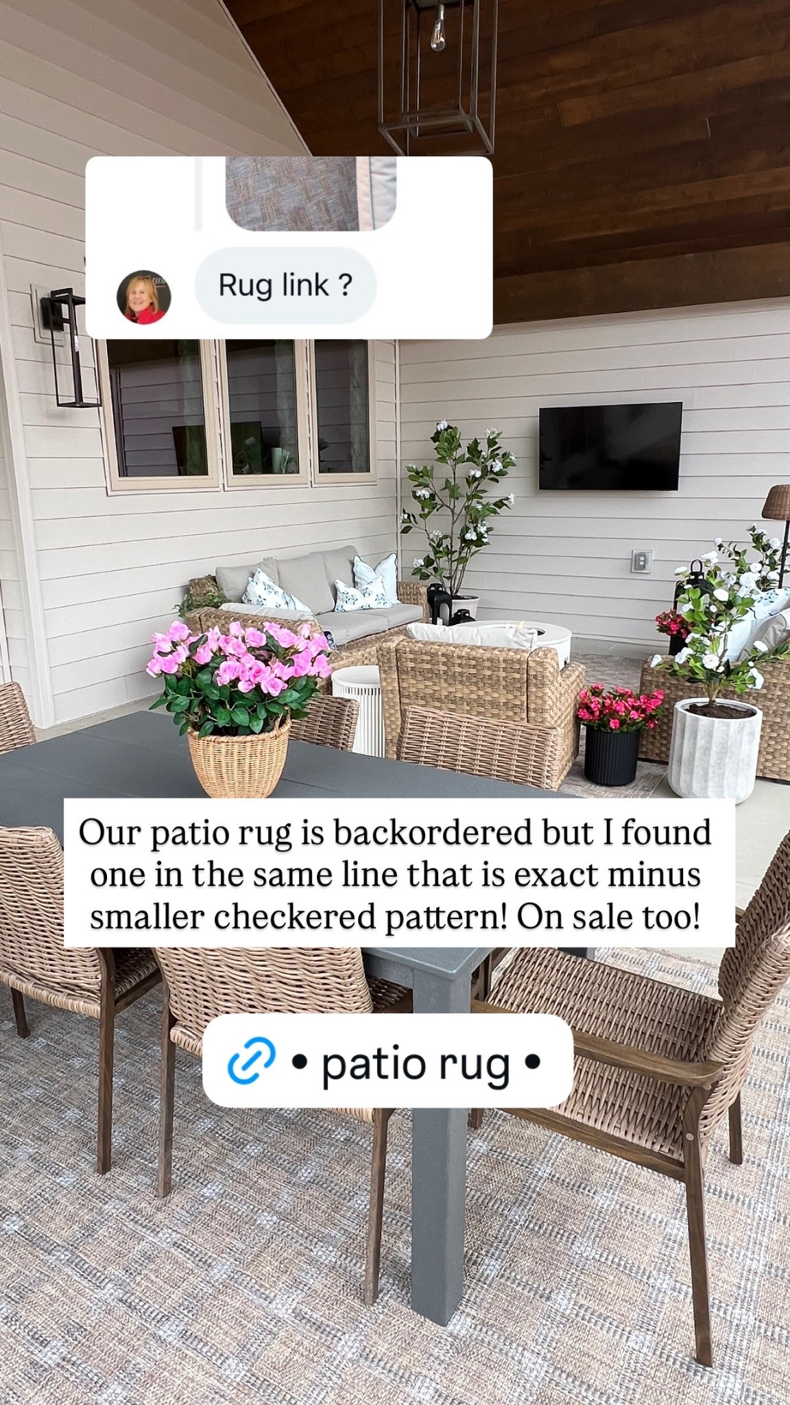 Our patio rug is backordered but I found one in the same line that is exact minus smaller checkered pattern! On sale too!

#LTKSeasonal #LTKHome
