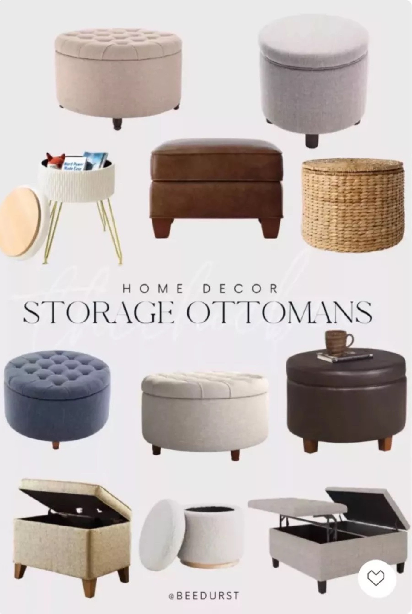 Needing to add a little something to your living room? These storage ottomans are perfect for whatever style is in your home. Home decor, storage ottoman, living room, bedroom, decoration, furniture, wicker storage, leather ottoman, target find, wayfair, pottery barn

#LTKhome #LTKSeasonal #LTKsalealert