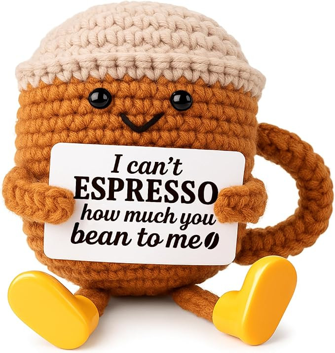 Birthday Gift for Her Him Women Men Girlfriend Boyfriend, Positive Crochet Espresso Cup, Cute Sma... | Amazon (US)