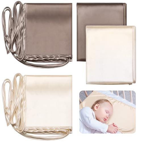 Hosuly 2 Pcs Satin Bassinet Sheet Baby Hair Soft Silk Feeling Sheet Baby Bassinet Sheets for Rectangle Cradle Bassinet Pad Mattress Boys and Girls Newborn and Infant (Coffee, Khaki) | Amazon (US)