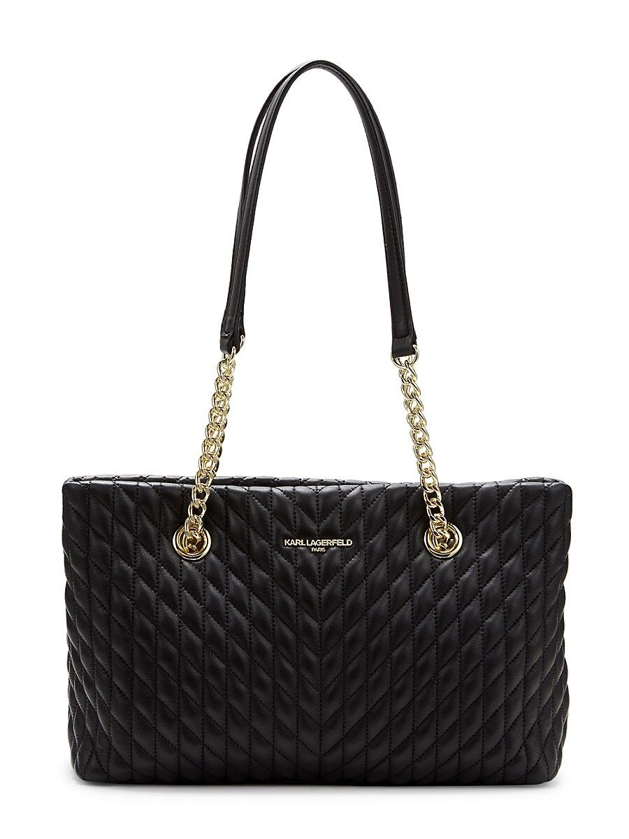 Karl Lagerfeld Paris Women's Karolina Quilted Tote - Black Gold | Saks Fifth Avenue OFF 5TH (Pmt risk)