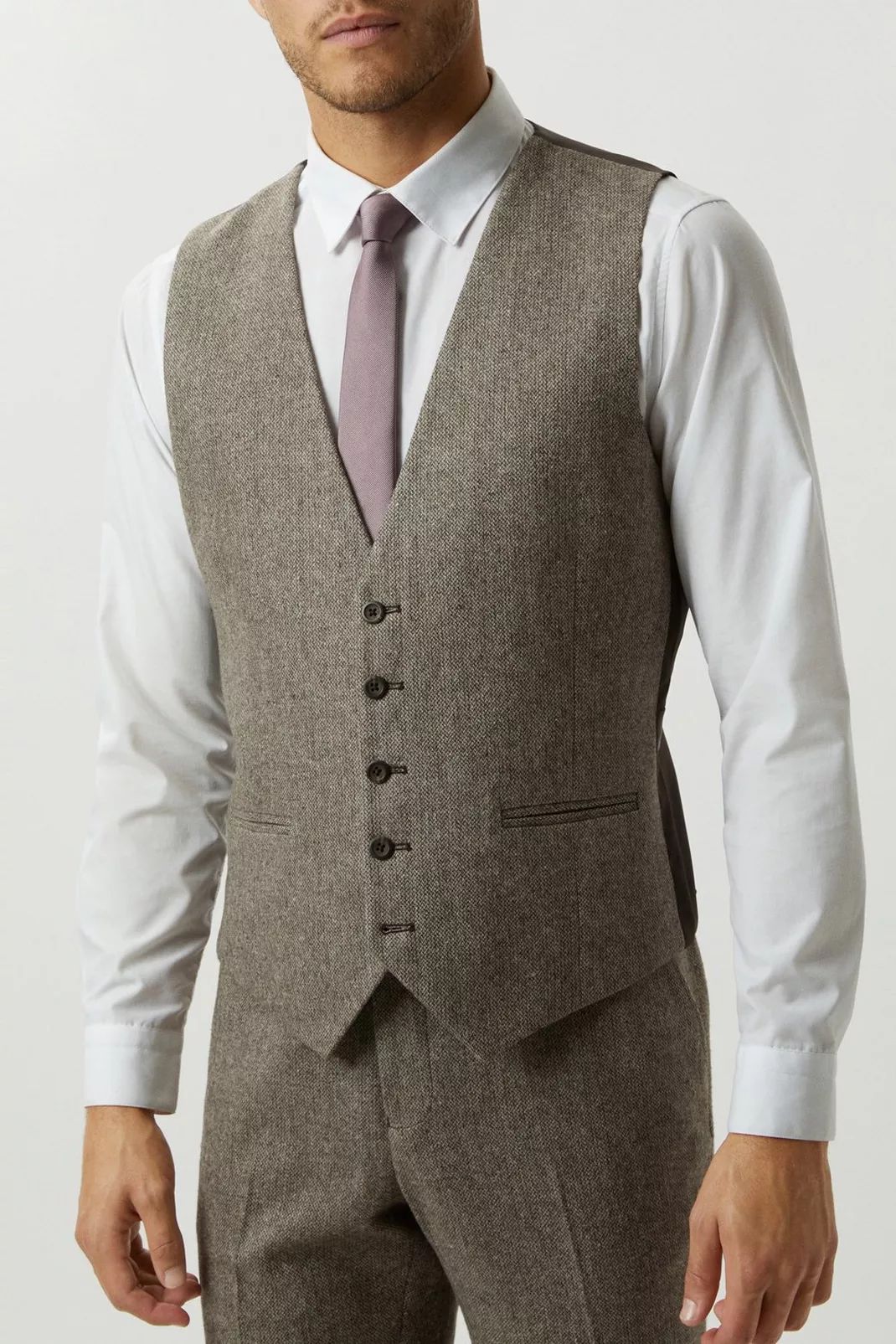 Buy Neutral Basketweave Tweed Waistcoat for GBP 60.00 | Burton UK | Burton UK