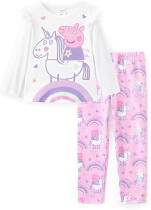 Peppa Pig Girls Pant Sets Ruffle Long Sleeves Top Shirt and Leggings Clothing Set for Toddler Gir... | Amazon (US)
