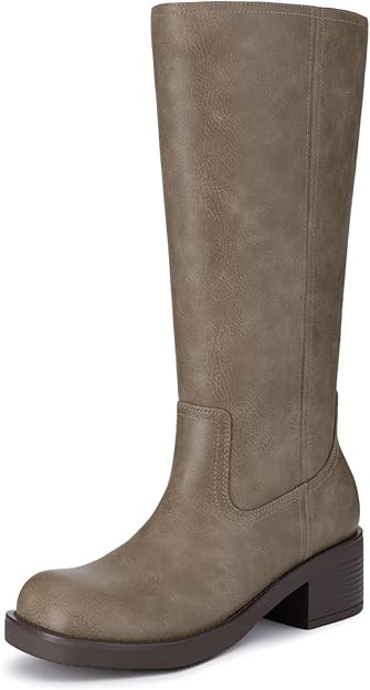 Athlefit Women's Knee High Boots Square Toe Chunky Block Riding Tall Boots for Women Low Heel | Amazon (US)
