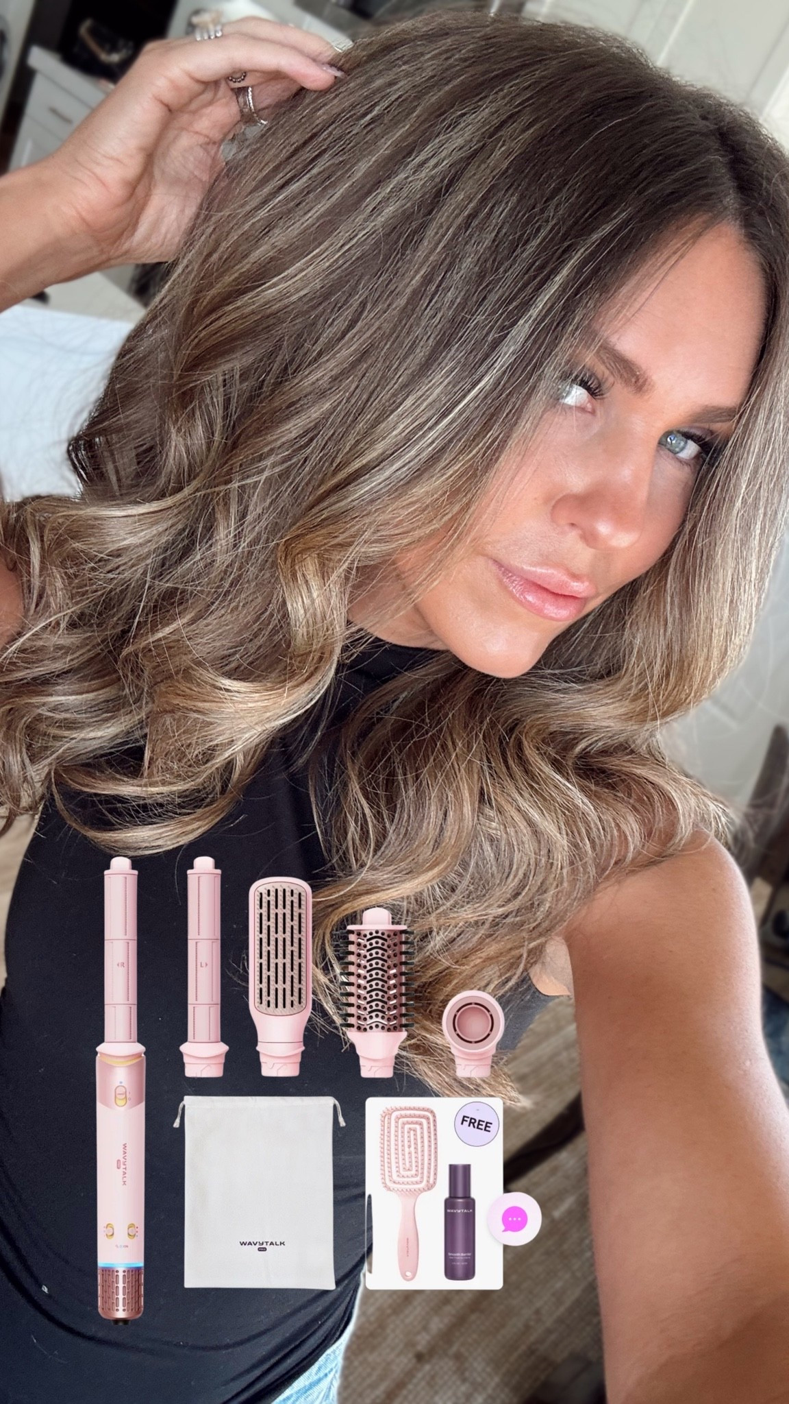 The finished result from my Wavytalk Airshape Pro - easy volume, movement and one base for all the attachments. ￼@wavytalkofficial #wavytalkairshape #wavytalkairstyler #hairtools