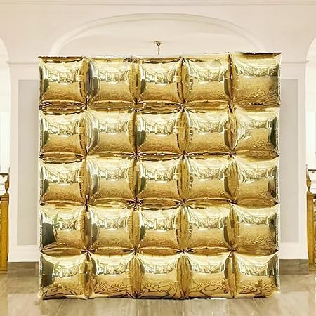 Mylar Metallic Gold Flat Square Foil Balloons Wall Tunnel Background Double Sided Chrome Gold&Sil... | Amazon (US)