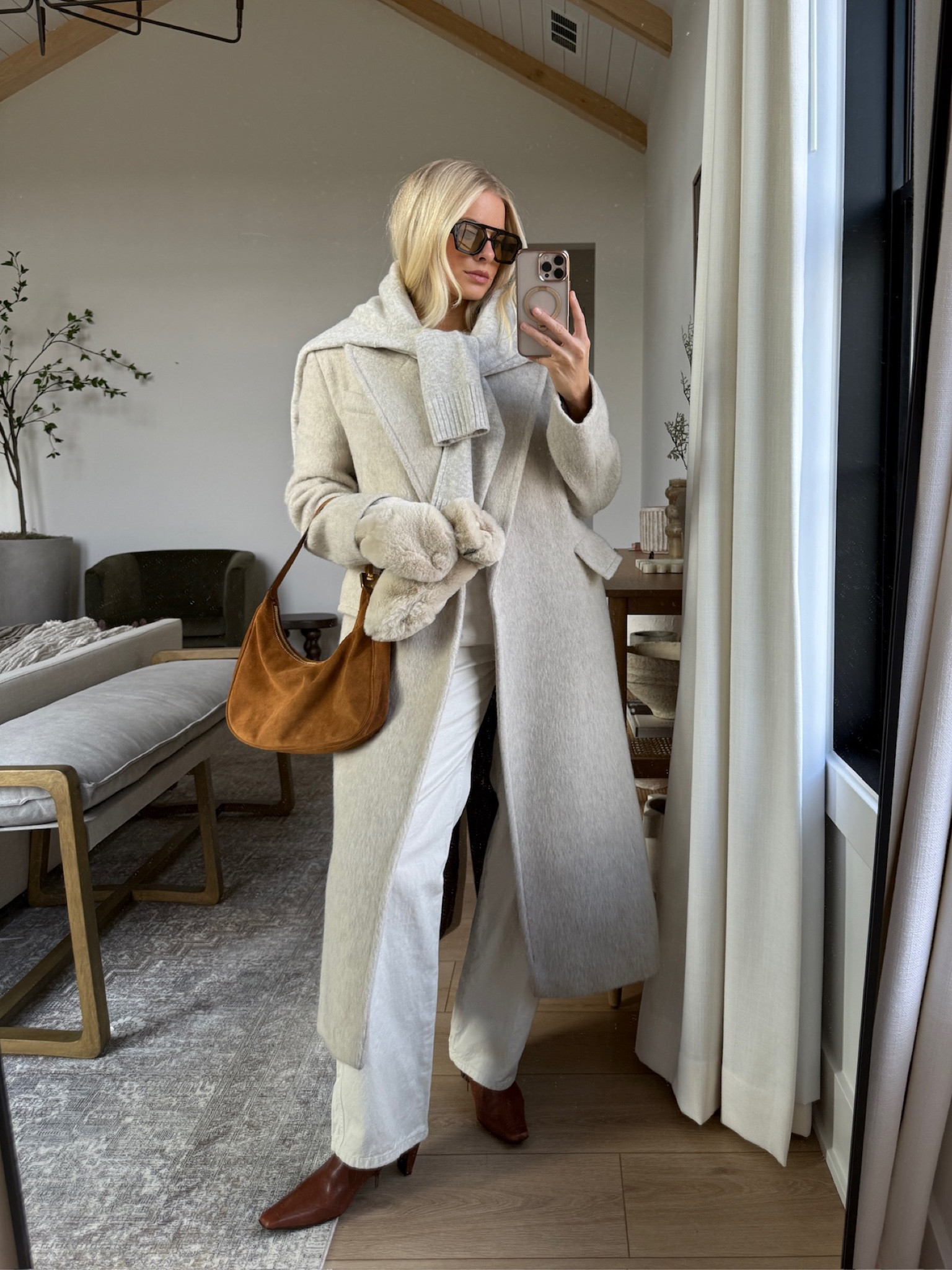 Winter Outfit - Wearing a small in top, 26 in jeans, coat & sweater are older (linked similar), boots are tts, linked similar bags! #kathleenpost

#LTKSeasonal #LTKStyleTip