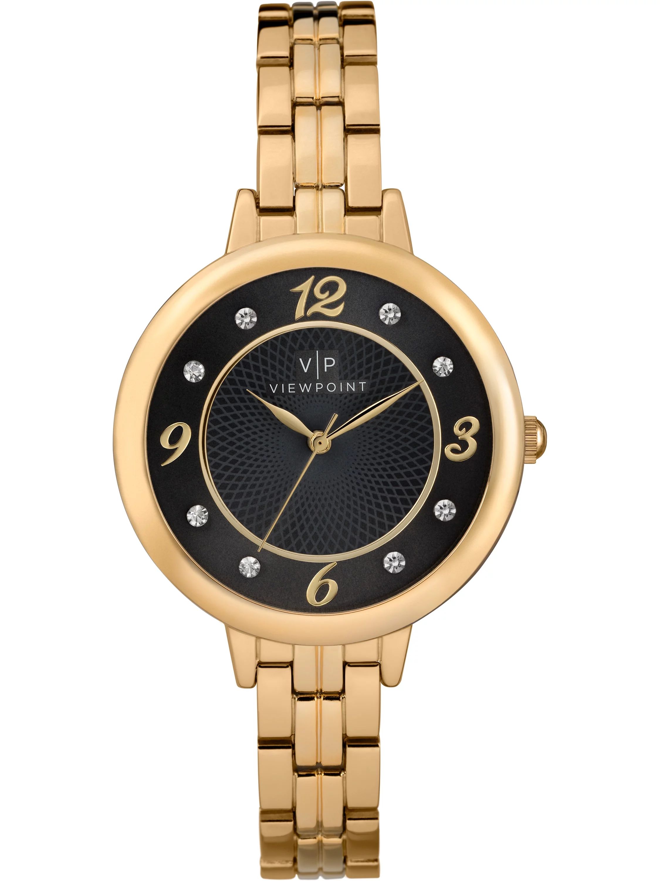 Women's 33mm Black Dial Watch, Gold-Tone Bracelet | Walmart (US)